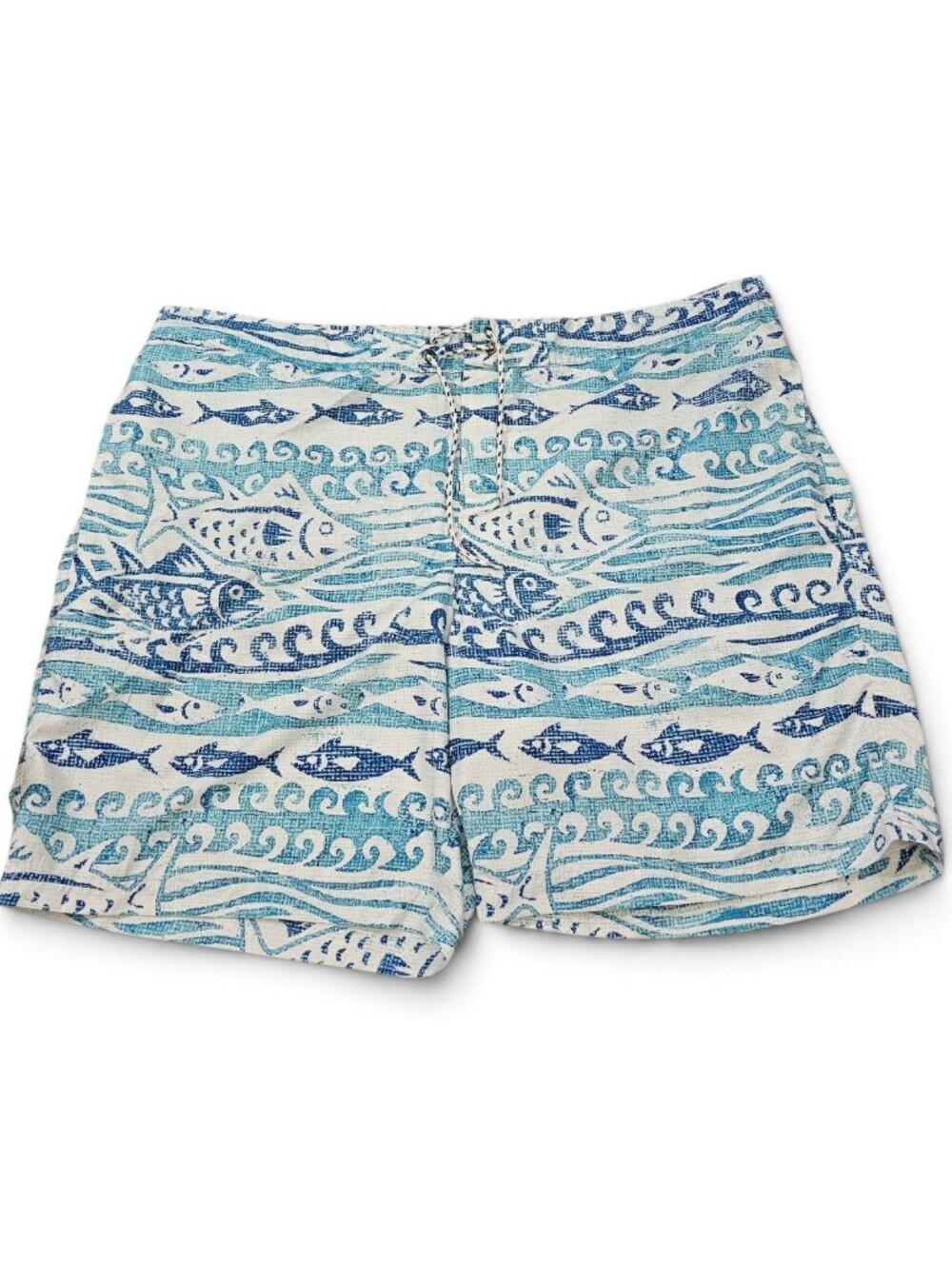 The Foundry Supply Co. Men's Blue and White Fish Print Surf Board Shorts Size 3X